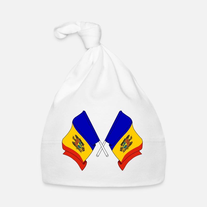 Deux drapeaux Moldavie Bonnet bio Bébé