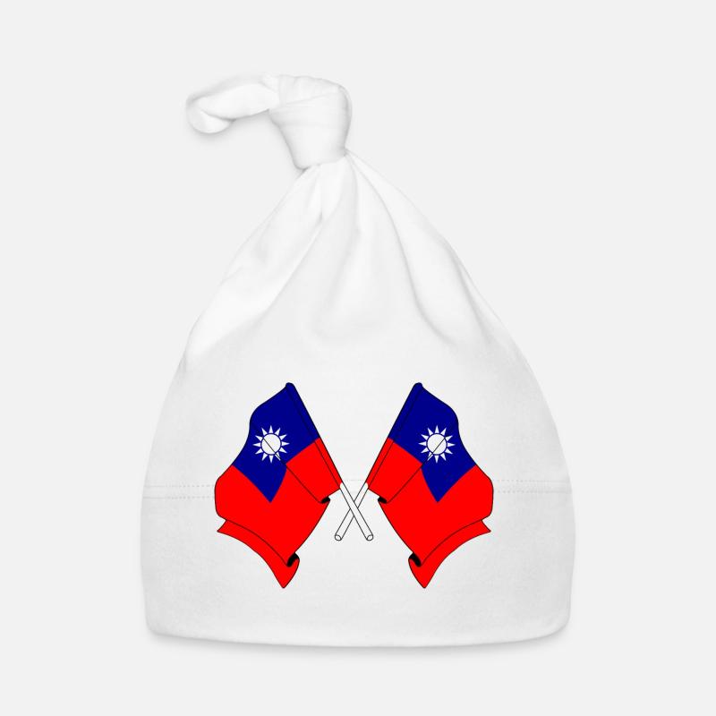 Deux drapeaux croisés depuis Taïwan Bonnet bio Bébé