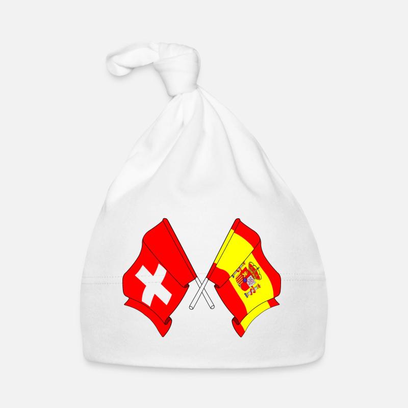Drapeau de la Suisse et drapeau de l’Espagne Bonnet bio Bébé