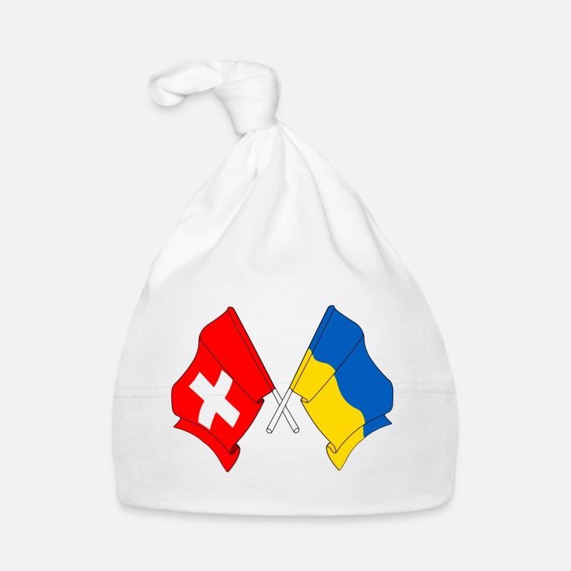 Drapeau de la Suisse et drapeau de l’Ukraine Bonnet bio Bébé