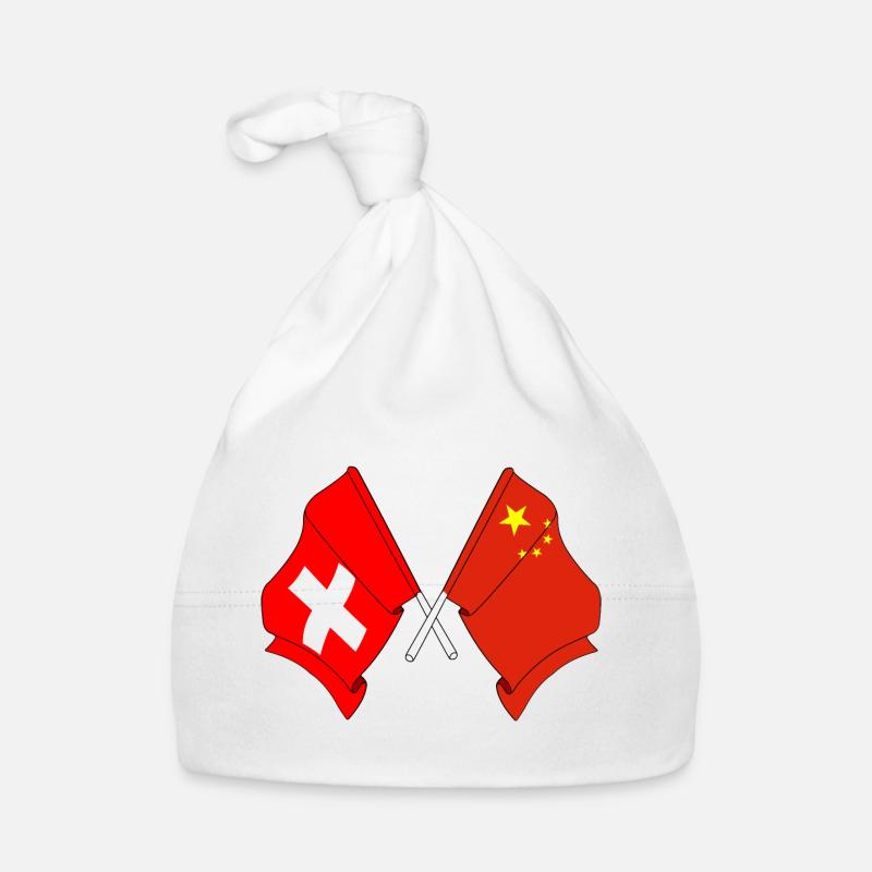Drapeau de la Suisse et drapeau de la Chine Bonnet bio Bébé