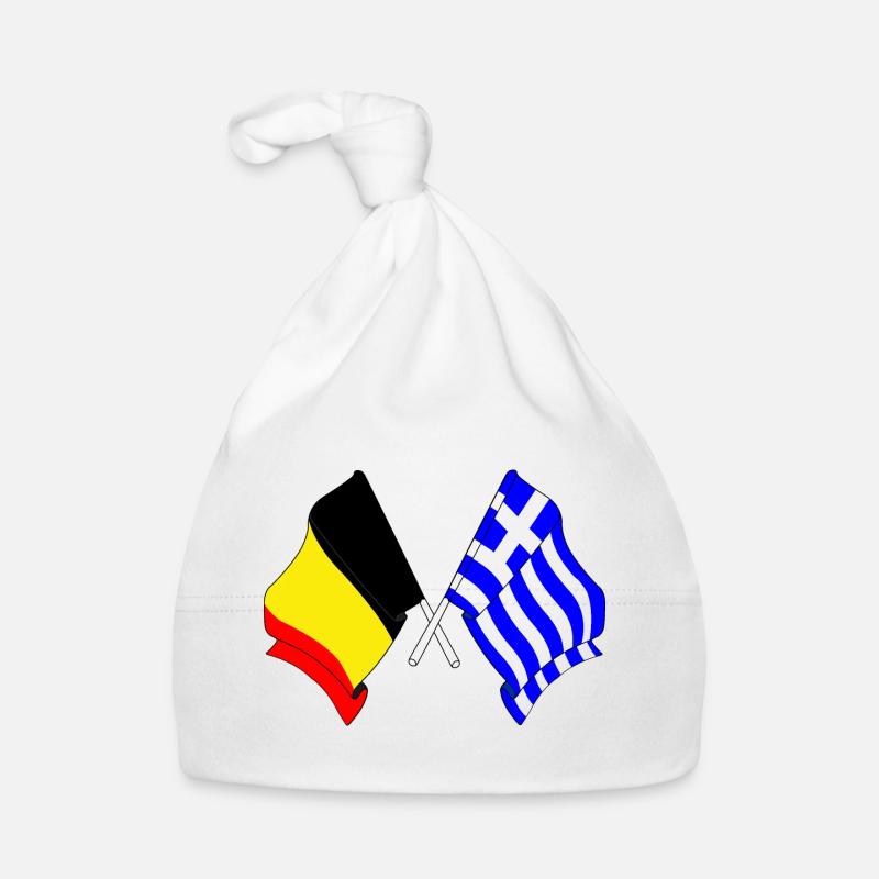 Drapeau Belgique, drapeau Grèce Bonnet bio Bébé