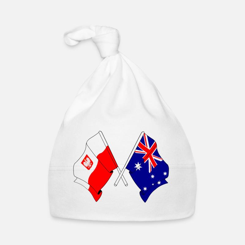 Drapeau de la Pologne et drapeau de l’Australie croisés Bonnet bio Bébé