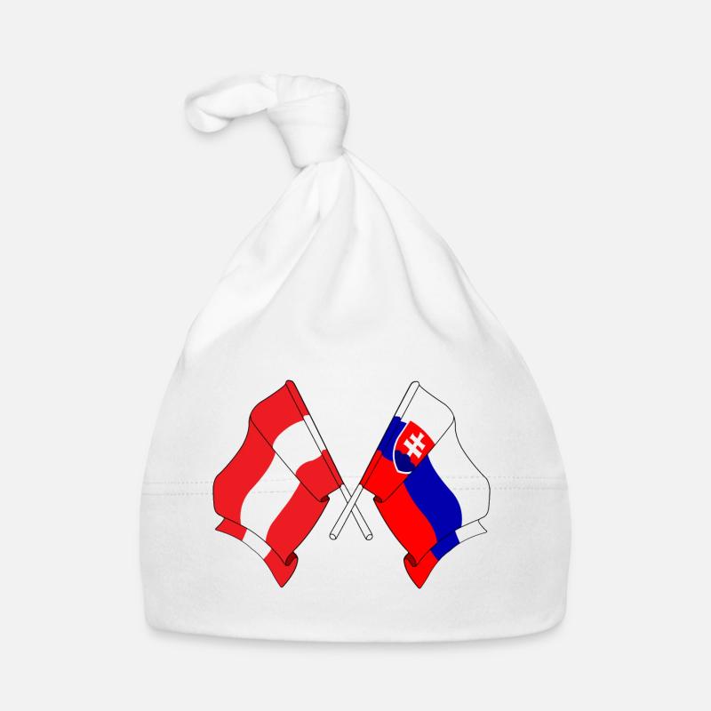 Drapeau Autriche, drapeau Slovaquie Bonnet bio Bébé