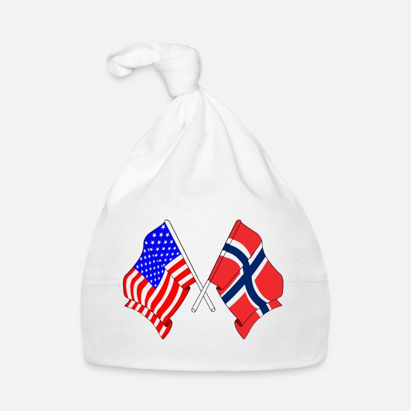 Drapeau des États-Unis, Drapeau de la Norvège Bonnet bio Bébé