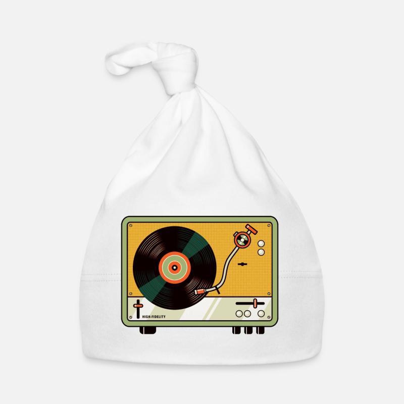 Retro Turntable Vintage Vinyl Record Player Organic Baby Cap