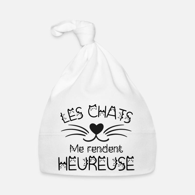 Les chats me rendent heureuse Bonnet bio Bébé