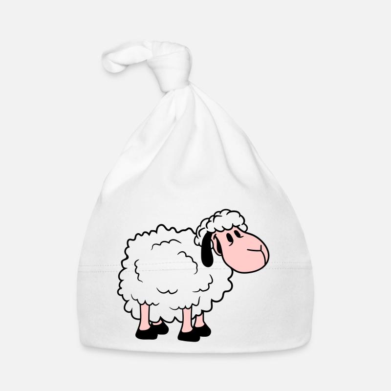 Schaf Baby Steht Süß Niedlich Lamm Kind Cool Comic Baby Bio-Mütze