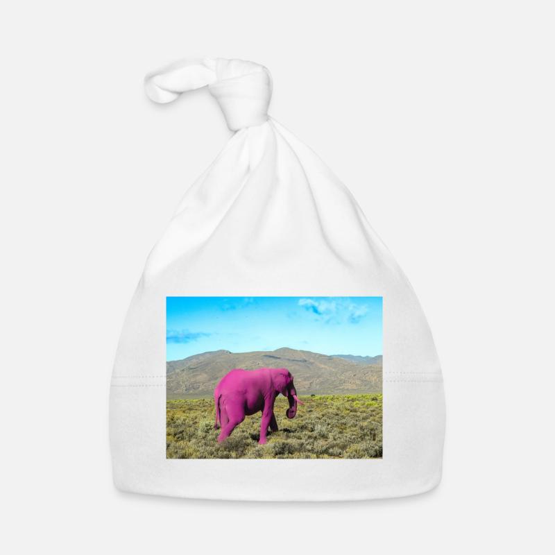Rosa Elefant in der verlassenen Savanne Baby Bio-Mütze