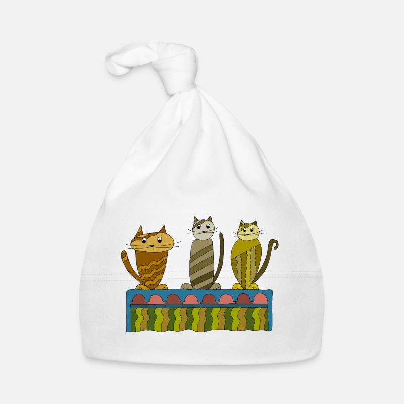 Chats mignons sur une étagère colorée Bonnet bio Bébé