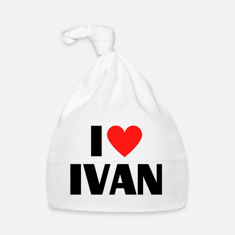 I love Ivan Rotes Herz Liebe Fan Geschenk Baby Bio-Mütze