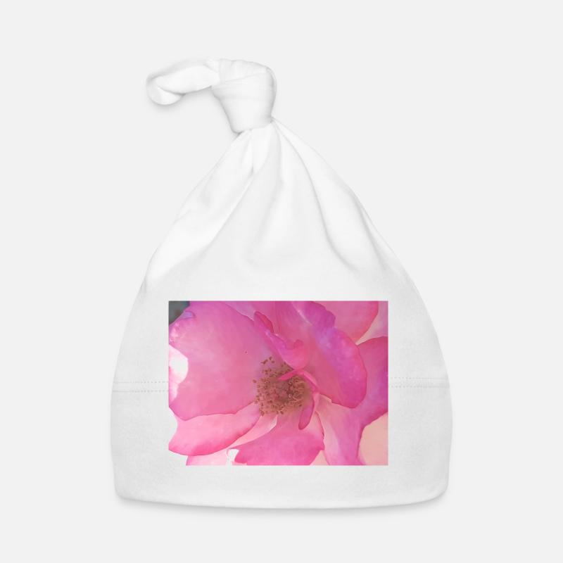 Douce fleur de rose en rose Bonnet bio Bébé