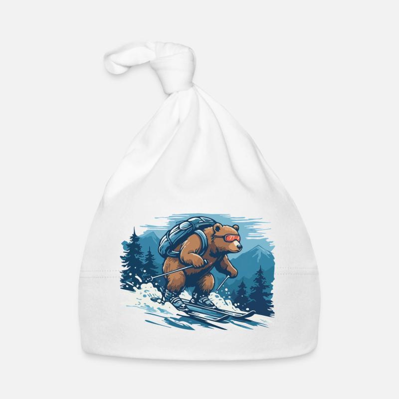 Bären-Skitour durch Bergwald Baby Bio-Mütze
