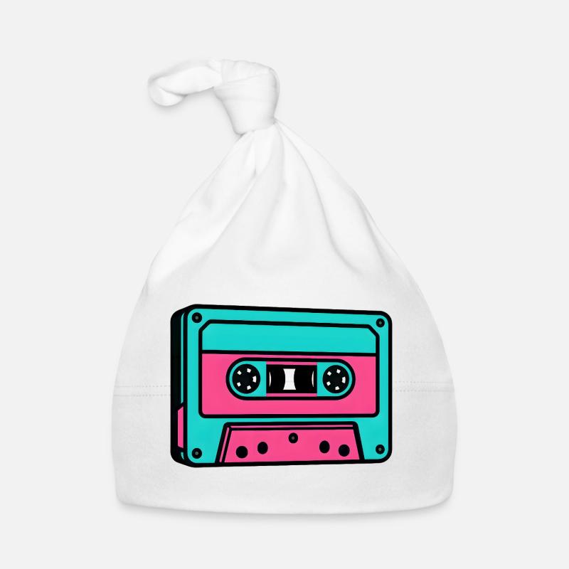 Cassette néon Popart 80s - Bonnet bio Bébé - blanc