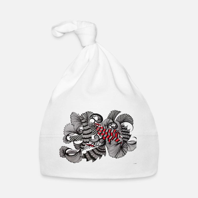 Black White Red Pattern Organic Baby Cap