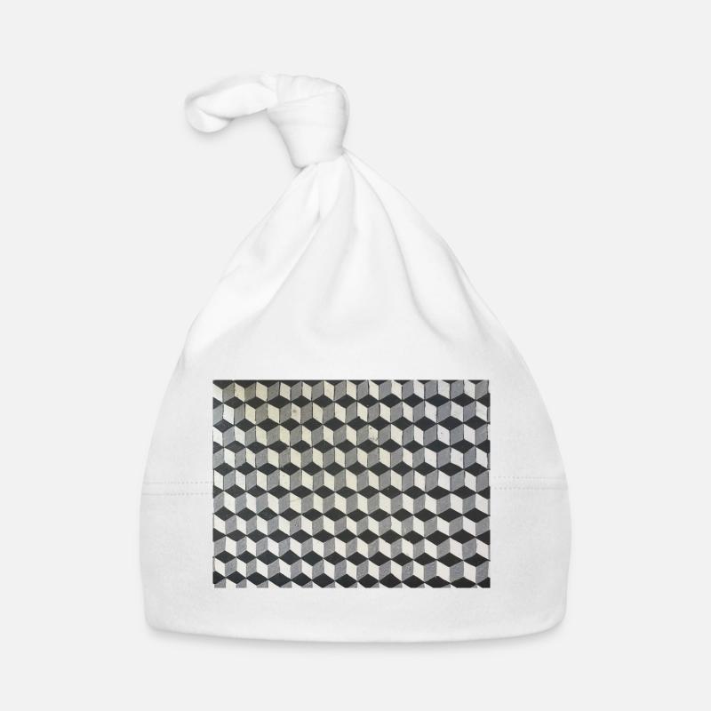Three-dimensional cubes grayscale Organic Baby Cap