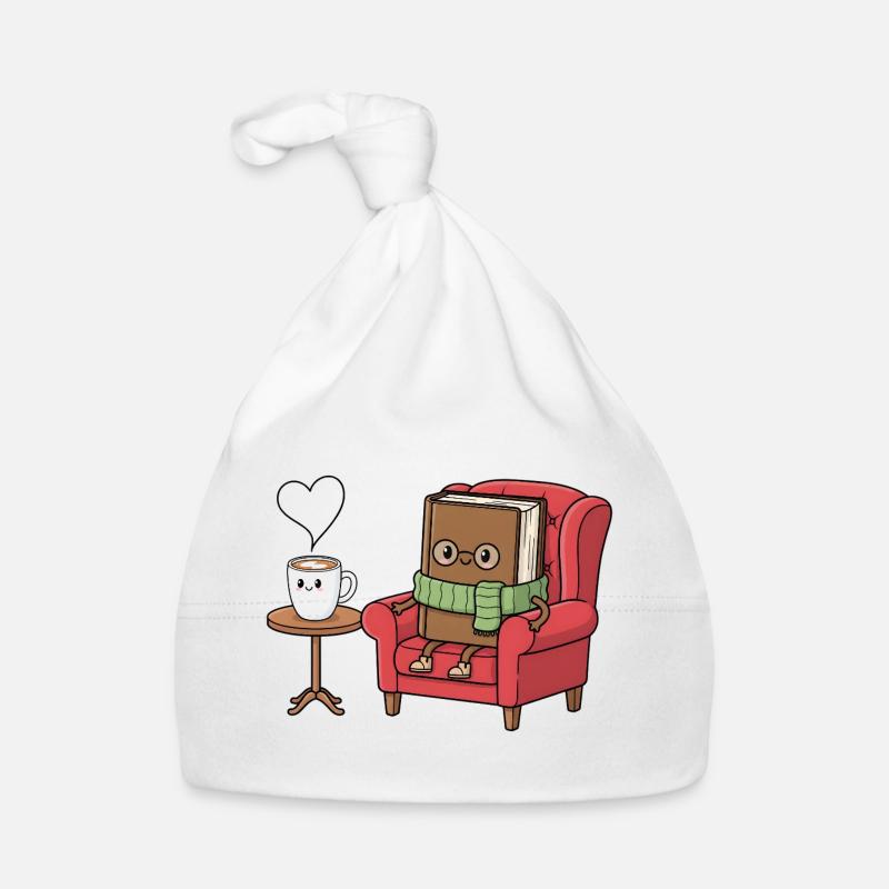 Buch Cartoon Kaffee Design Lesekunst Baby Bio-Mütze