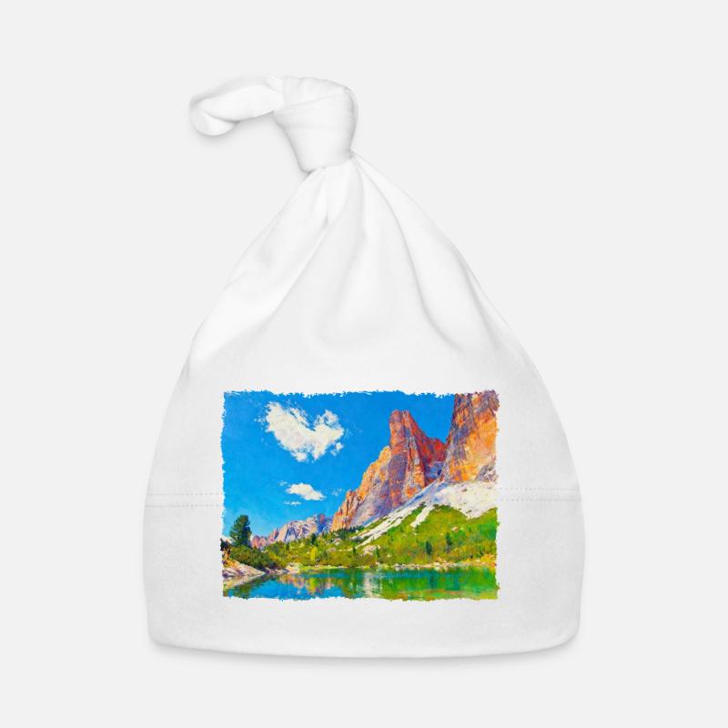See in den Dolomiten mit Farbeffekt Baby Bio-Mütze