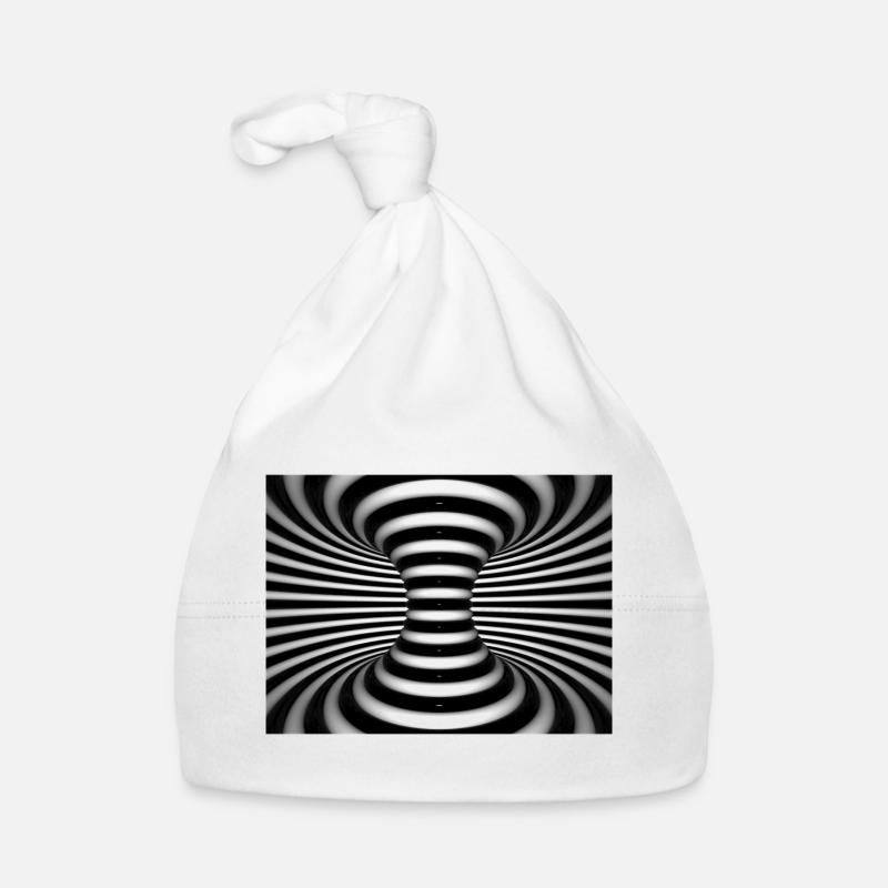 Vortex noir et blanc en spirale - Bonnet bio Bébé - blanc
