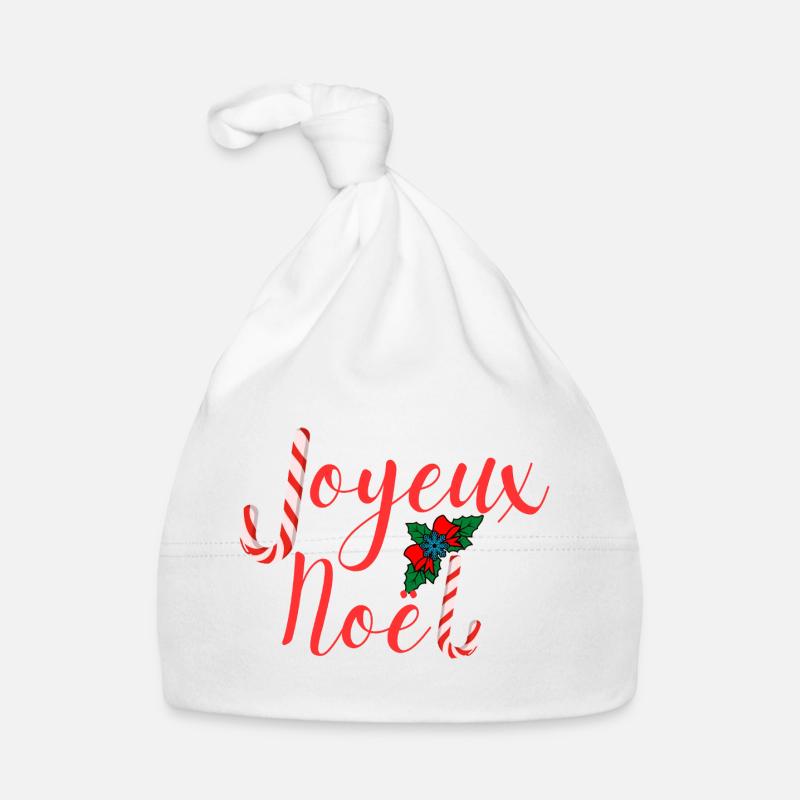 Merry Christmas Typography Festive Candy Cane Organic Baby Cap