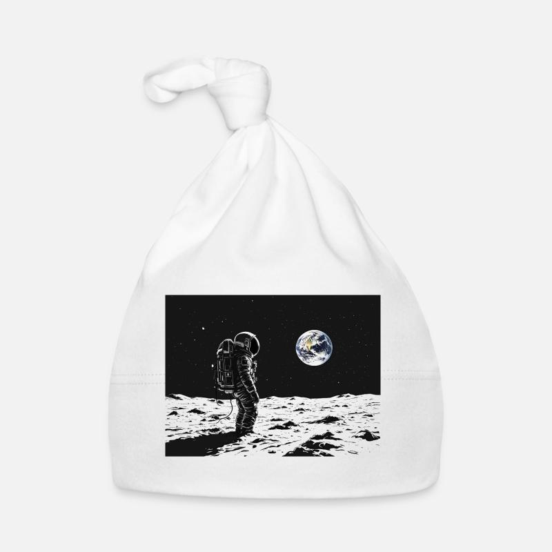 L’astronaute regarde en arrière - Bonnet bio Bébé - blanc