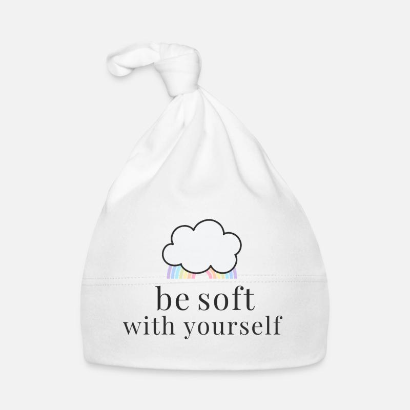Be Soft With Yourself Wolke mit Pastell Regenbogen Baby Bio-Mütze