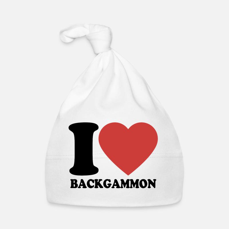 I love Backgammon | Brettspiel | Geschenk Baby Bio-Mütze