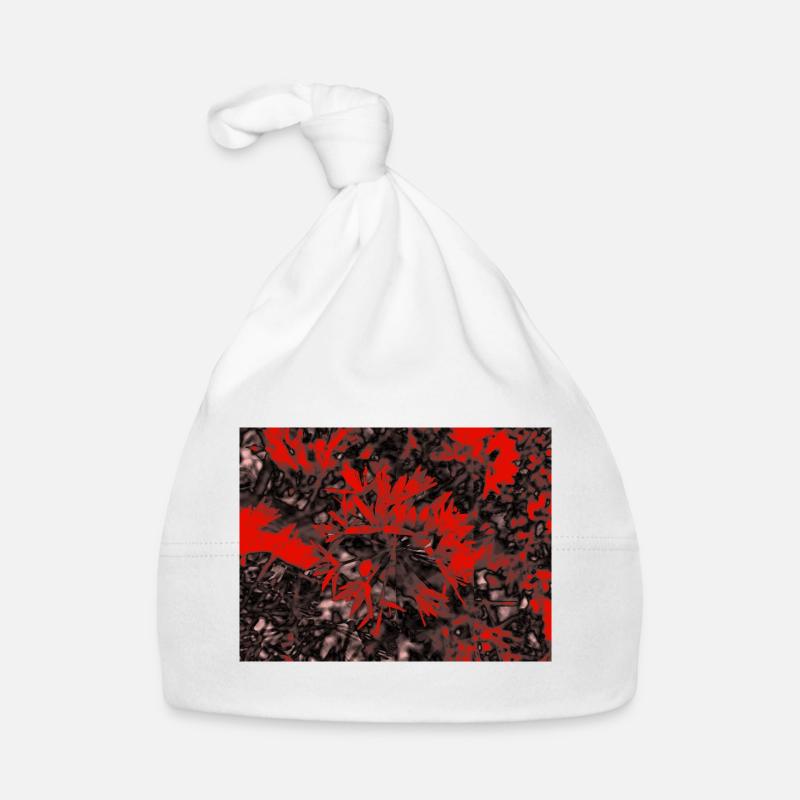 Crimson Branches in Noir Bloom Baby Bio-Mütze