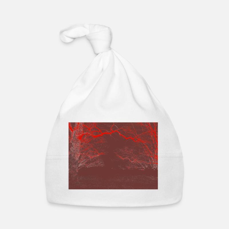 Forêt de Nuages Rouges – Forêt abstraite Bonnet bio Bébé