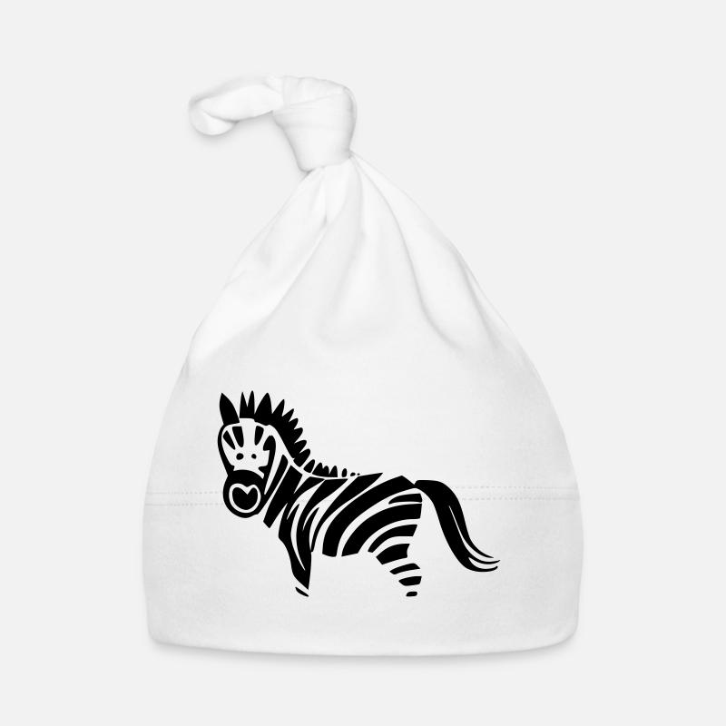 Zebra Design schwarz/ weiss - Baby Bio-Mütze - Weiß