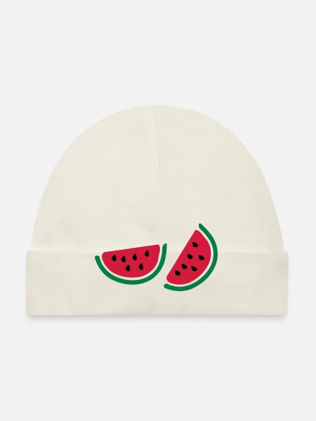 Halb watermelon_fruits - Baby Bio-Mütze - Weiß - Vorne