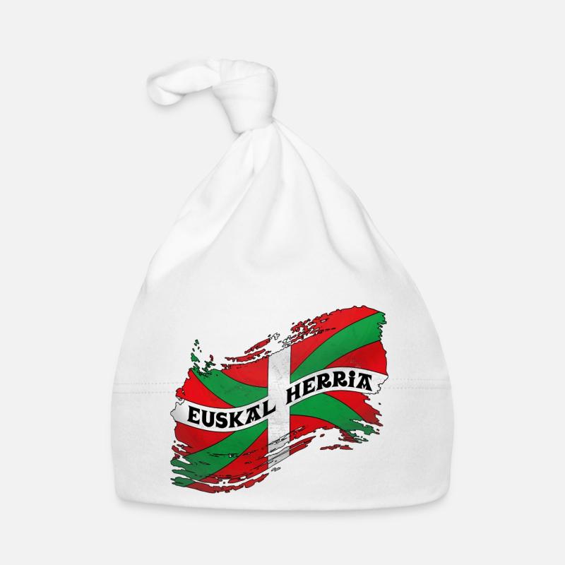 Drapeau Basque - Bonnet bio Bébé - blanc