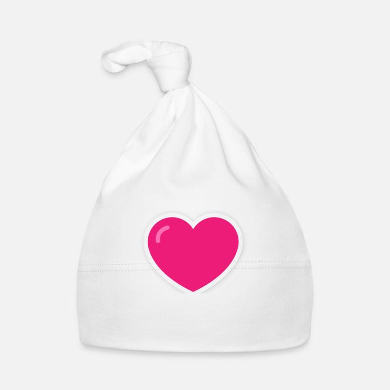 cœur - Bonnet bio Bébé - blanc