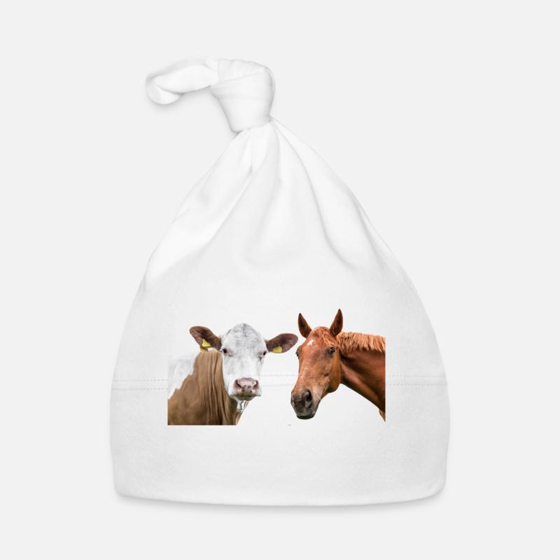 Kuh und Pferd Baby Bio-Mütze