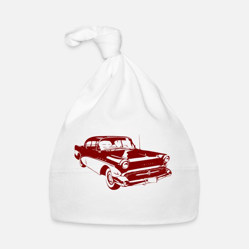 Oldtimer Trader - altes Auto - rot - Baby Bio-Mütze - Weiß