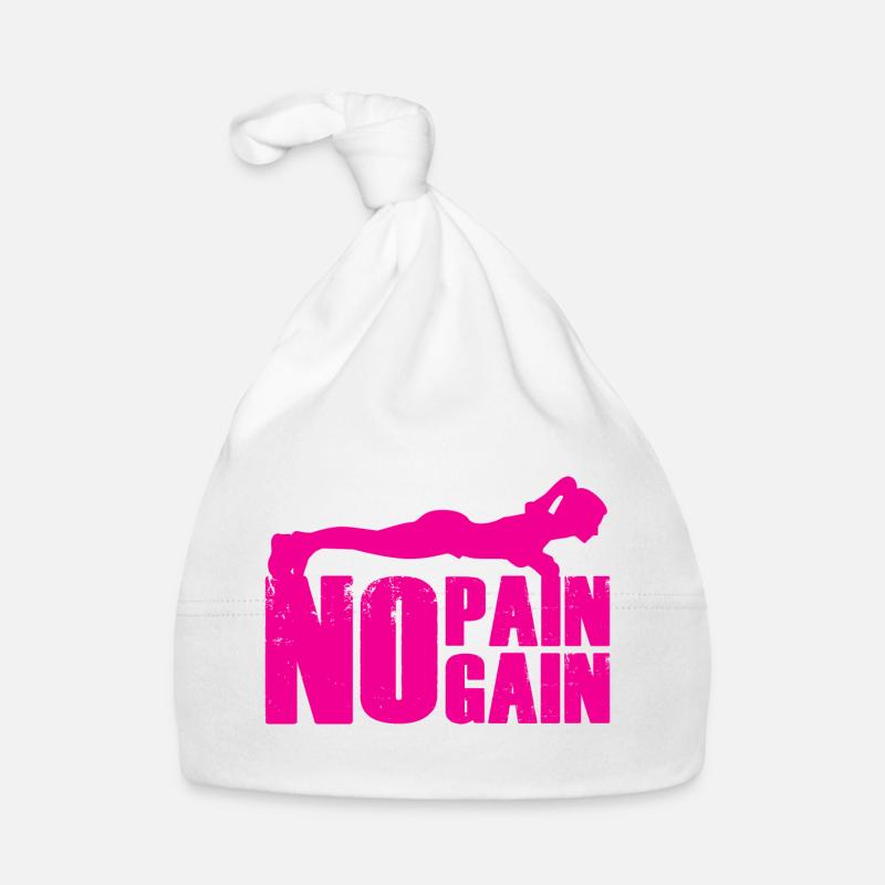 No Pain No Gain Strength Training Silhouette Organic Baby Cap
