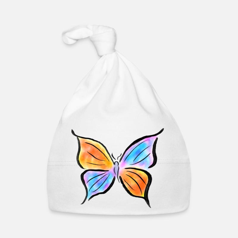 Summerly butterfly l papillon d’été - Bonnet bio Bébé - blanc