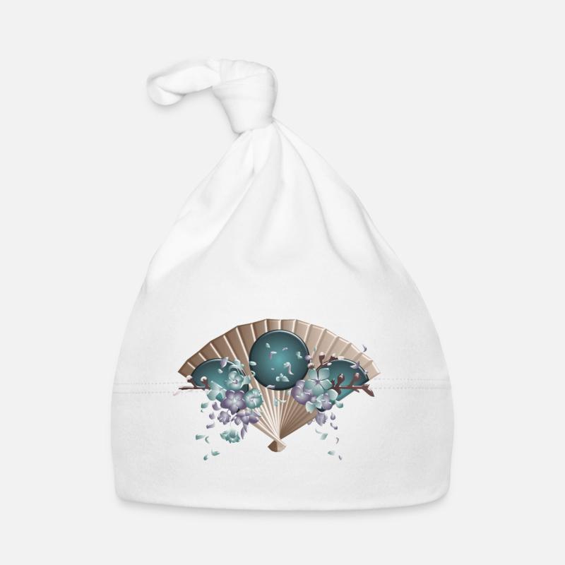 Japonais Mode Style Fleur de cerisier japonais - Bonnet bio Bébé - blanc
