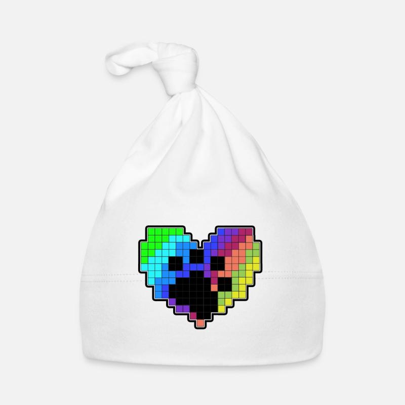 Coeur de pixel avec une patte - Bonnet bio Bébé - blanc