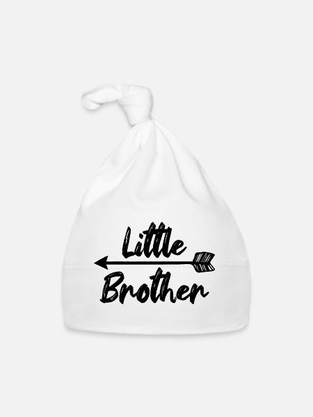 Little Brother Bruderherz Geschwister - Baby Bio-Mütze - Weiß - Vorne