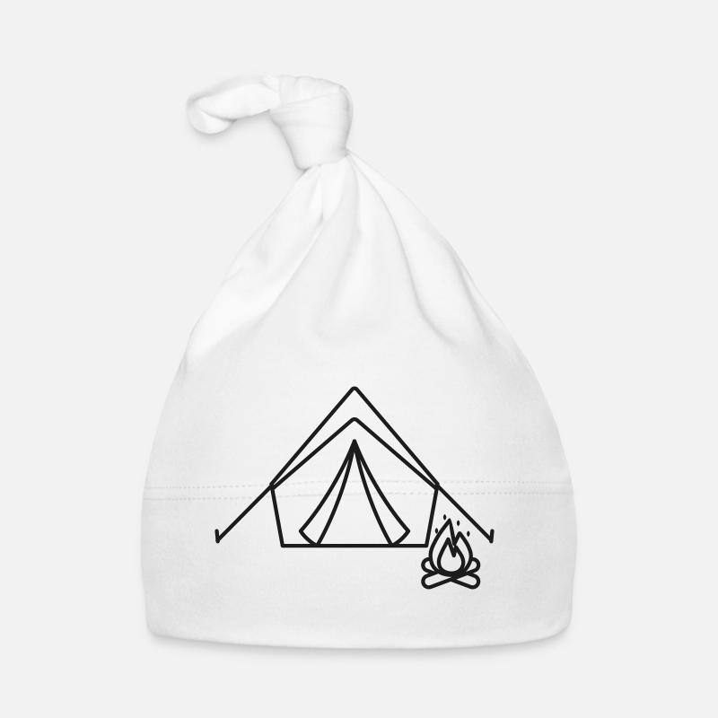 Camping Tent Campfire Icon Organic Baby Cap