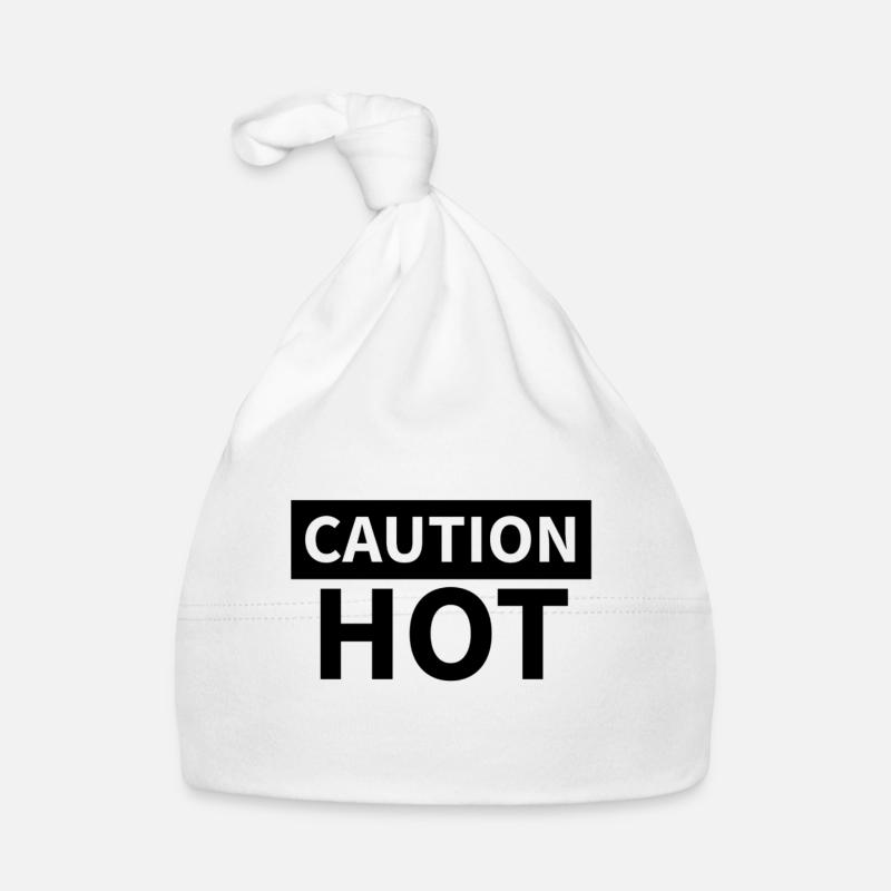 CAUTION HOT Black Organic Baby Cap