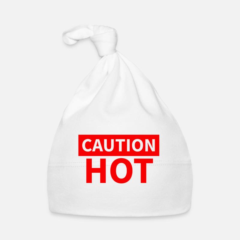 CAUTION HOT red Organic Baby Cap