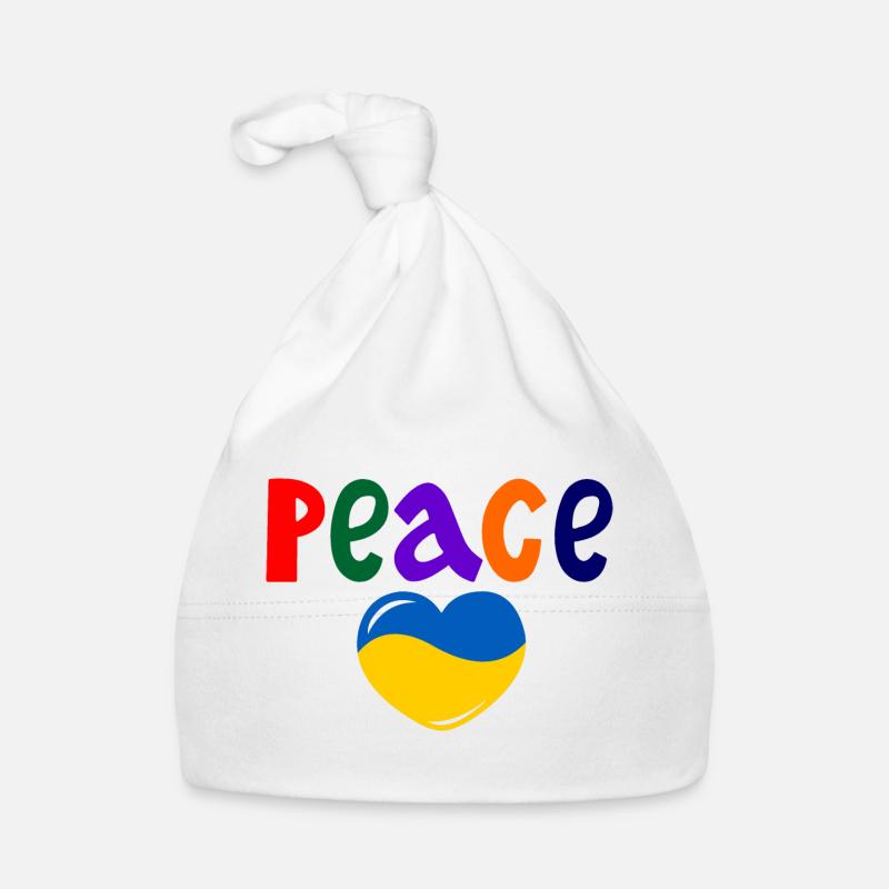 Heart peace for Ukraine colored Peace Organic Baby Cap