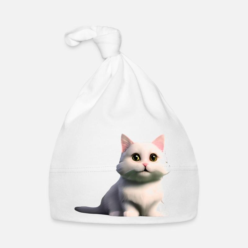 white cat Organic Baby Cap