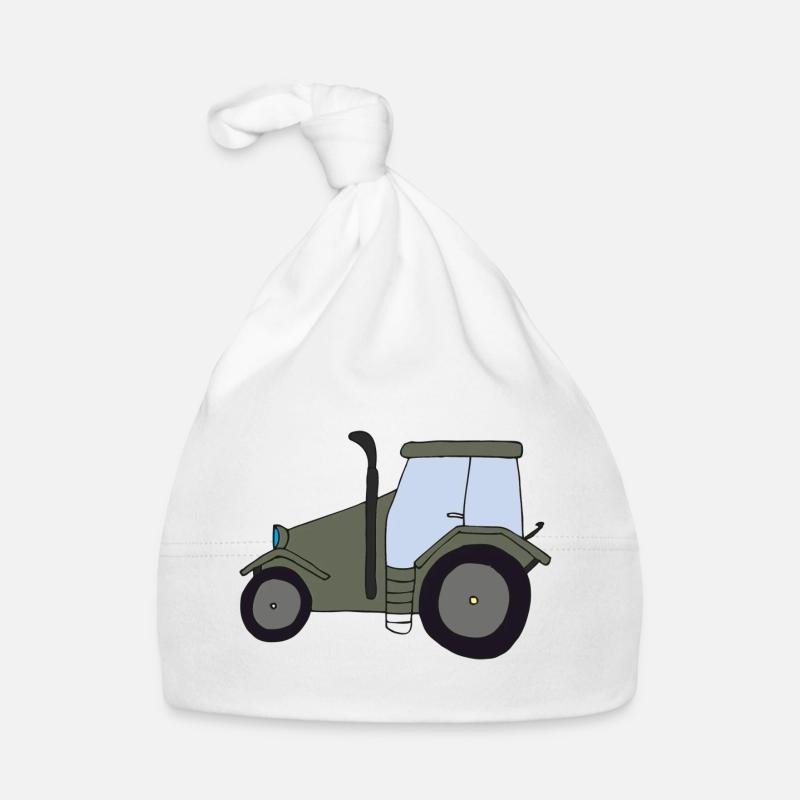 traktor oldtimer - Baby Bio-Mütze - Weiß