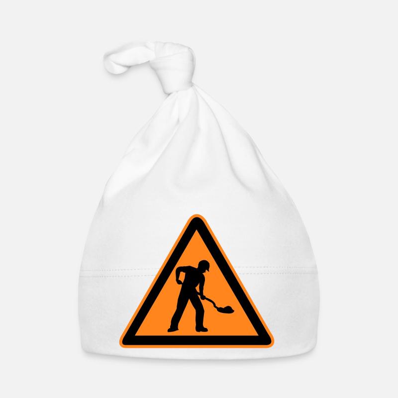 Sign road construction construction site Organic Baby Cap