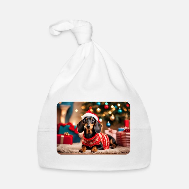 Teckel de Noël mignon Bonnet bio Bébé
