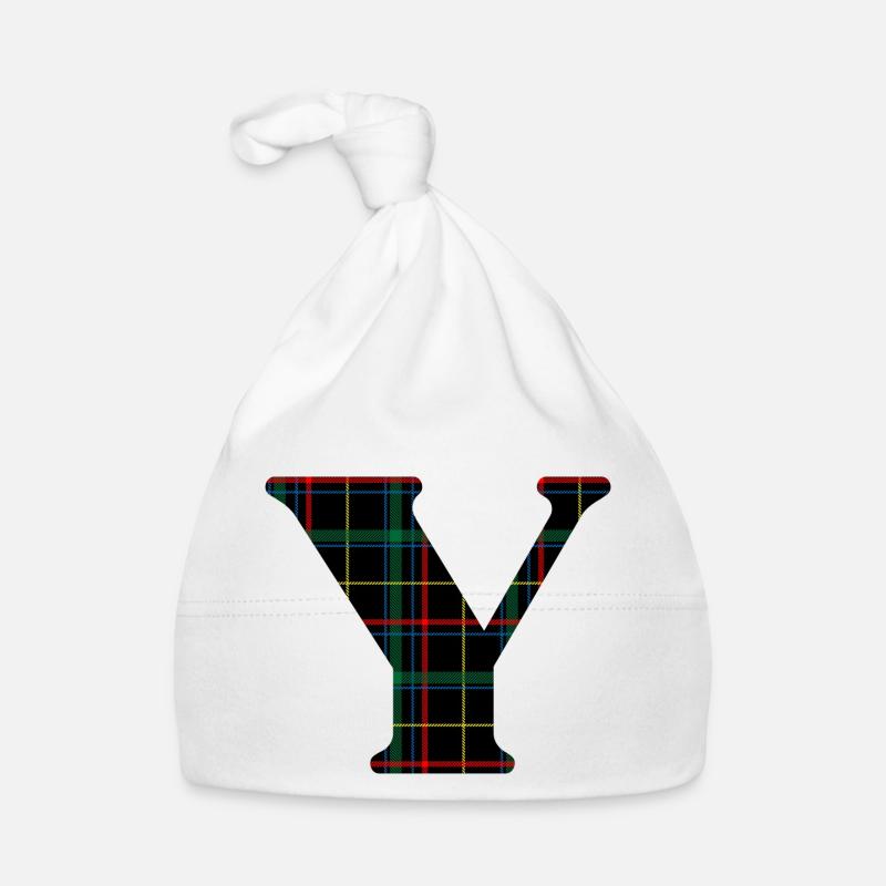 Monogram y Scottish tartan Organic Baby Cap