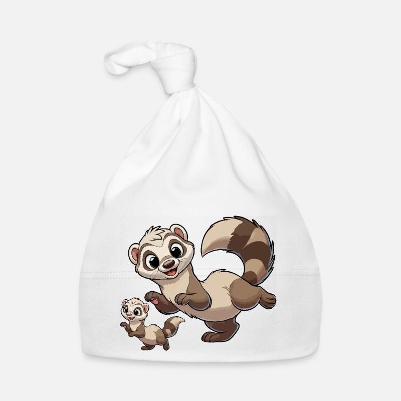 Frettchenmutter mit Kind Baby Bio-Mütze